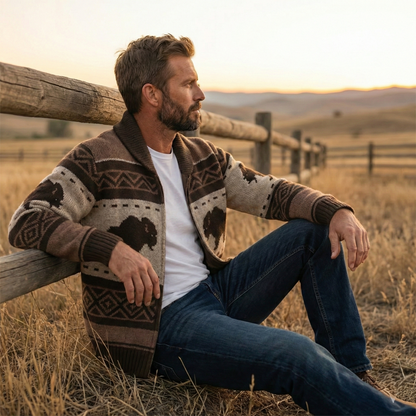 Bridger | Bison Shawl Collar Zip Cardigan