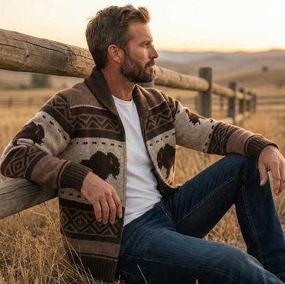 Bridger | Bison Shawl Collar Zip Cardigan