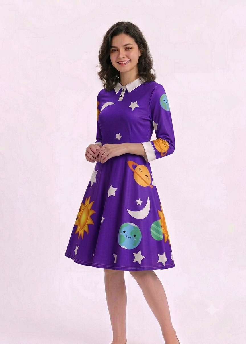 Ms Frizzle Costume Dress - Magic School Bus Solar System Swing Dress