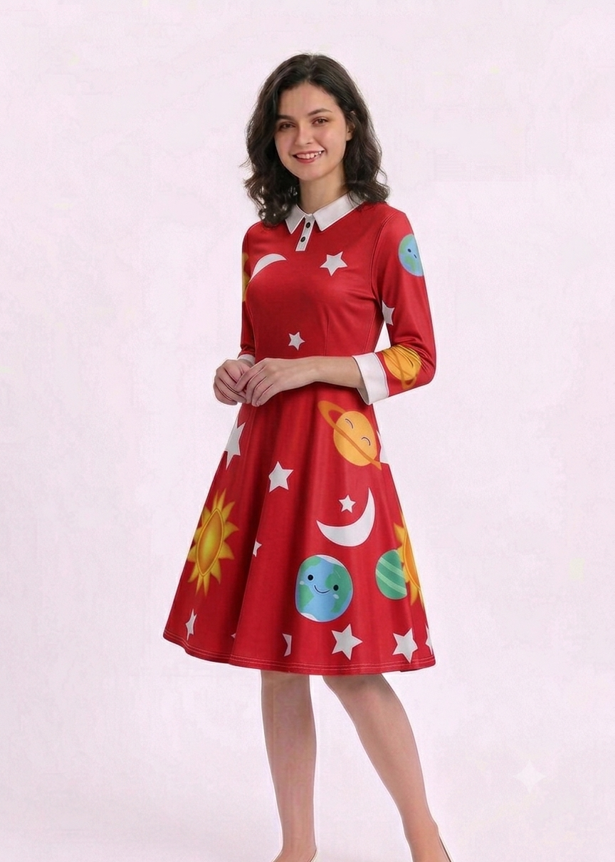Ms Frizzle Costume Dress - Magic School Bus Solar System Swing Dress