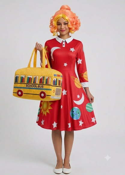 Ms Frizzle Costume Dress - Magic School Bus Solar System Swing Dress