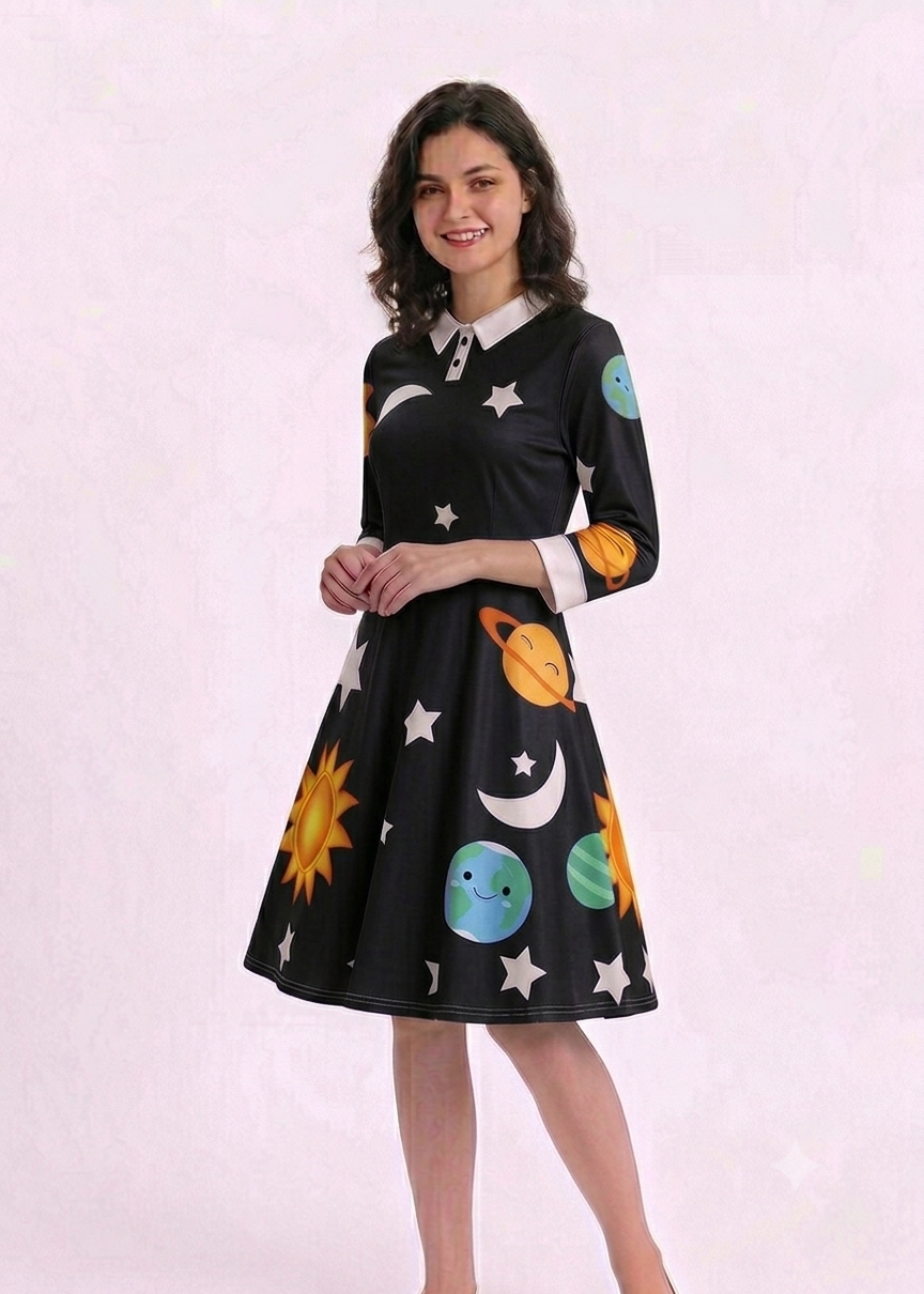 Ms Frizzle Costume Dress - Magic School Bus Solar System Swing Dress