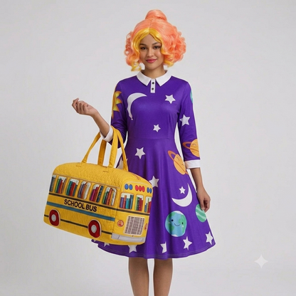 Ms Frizzle Costume Dress - Magic School Bus Solar System Swing Dress