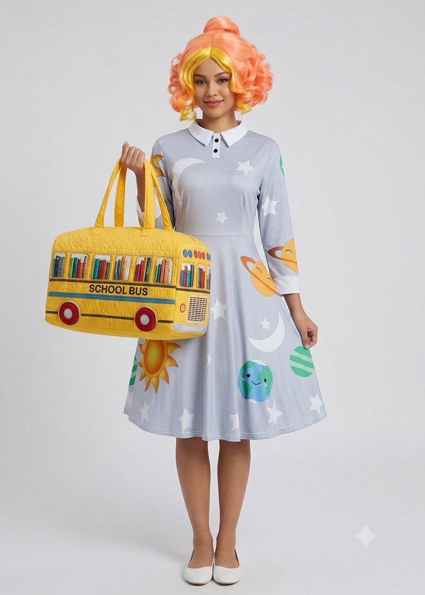Ms Frizzle Costume Dress - Magic School Bus Solar System Swing Dress
