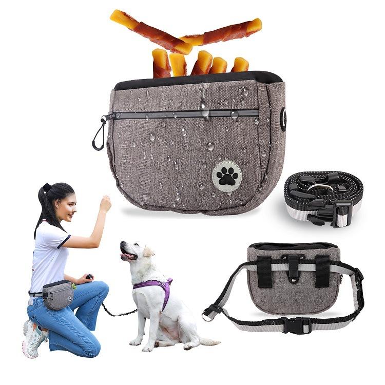 Dog Training Treat Pouch Bag with Built-in Waste Bag Dispenser - Adjustable Waistband, Waterproof, and Portable