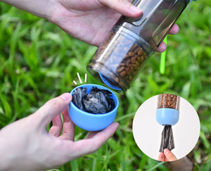 Portable 3-in-1 Dog Water Bottle Food Dispenser and Toilet Bag Storage