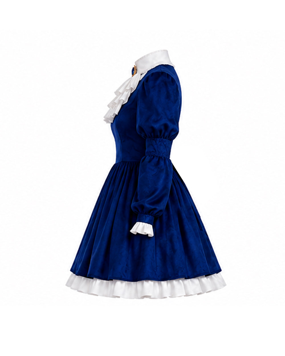 Gothic Costume Dark Blue Victorian Dress with Striped Socks Gloves for Girls Women Halloween Comic-Con