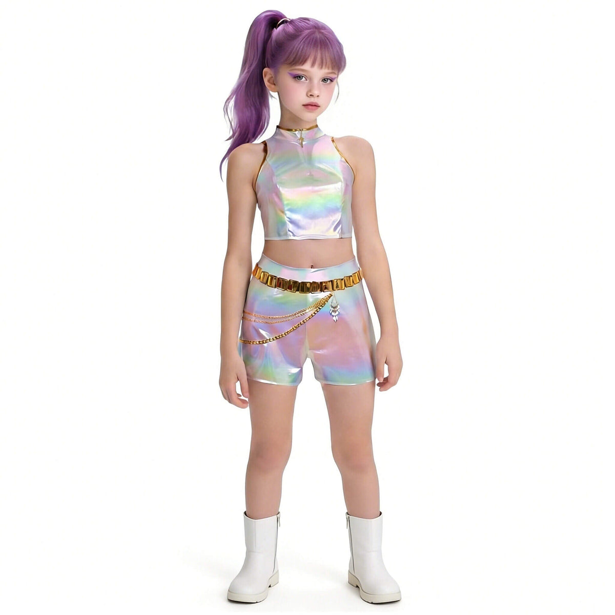 KPop Rumi Costume Shinny PU Leather "What It Sound Like" Rumi Cosplay Outfit