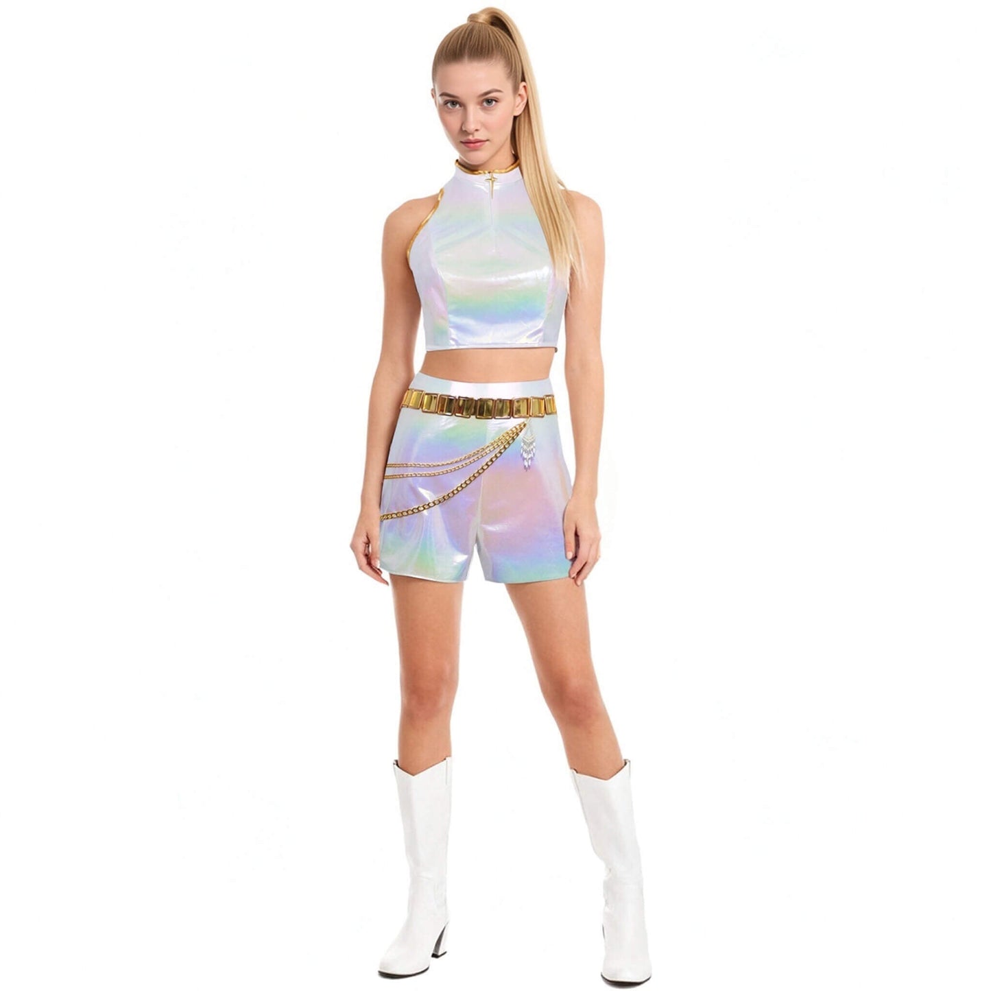 KPop Rumi Costume Shinny PU Leather "What It Sound Like" Rumi Cosplay Outfit