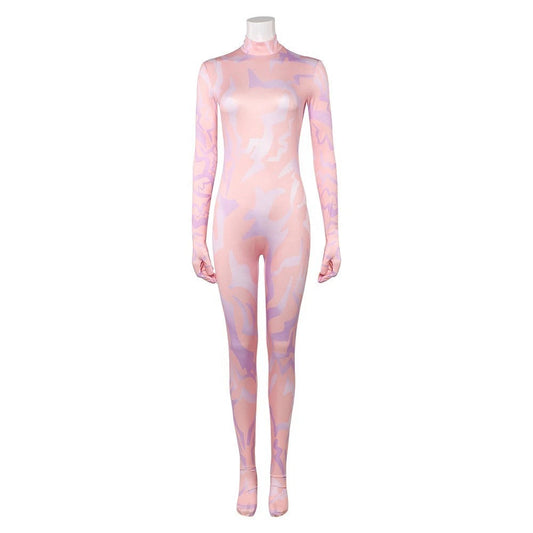 KPop Bodysuit Pink Demonic Pattern Jumpsuit for Girls and Adult Anime Cosplay