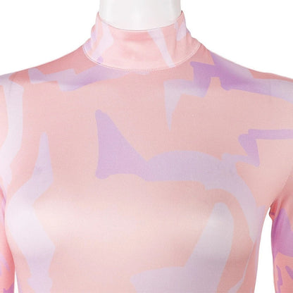KPop Bodysuit Pink Demonic Pattern Jumpsuit for Girls and Adult Anime Cosplay