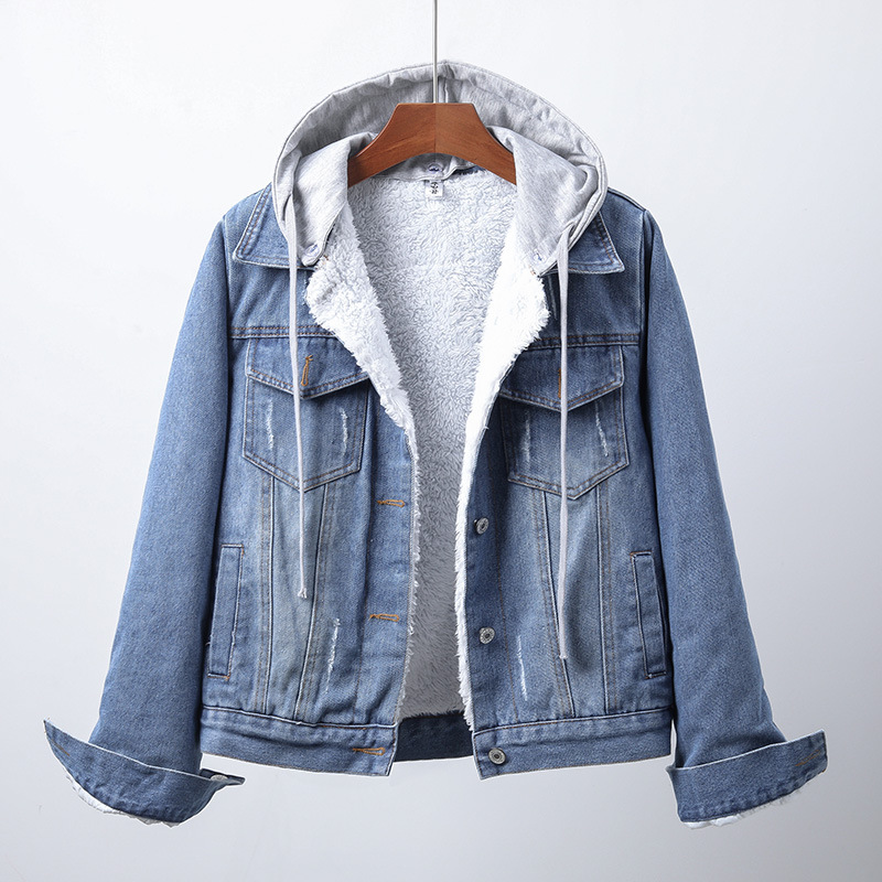 Tamsin | Hooded Sherpa-Lined Denim Jacket