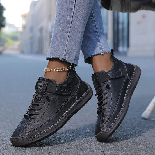 Men's Premium Leather Orthopedic Sneakers | Comfortable Wide Fit All-Season Shoes 0
