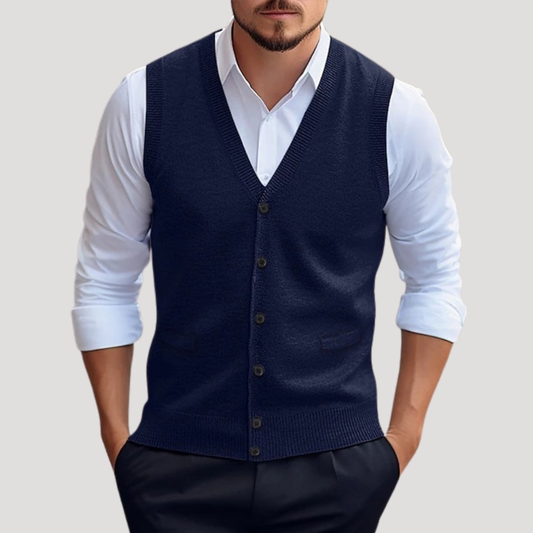 Men's Soft Knit Sleeveless Waistcoat | Stylish Tailored Layering Jumper 0