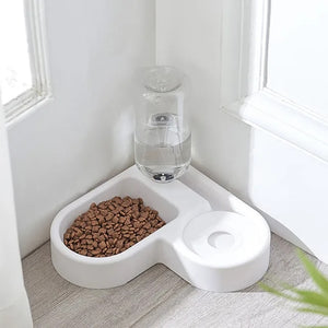 2-in-1 Pet Dog and Cat Bowl Feeder and Automatic Water Dispenser