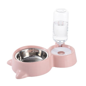 2-in-1 Pet Dog and Cat Bowl Feeder and Automatic Water Dispenser