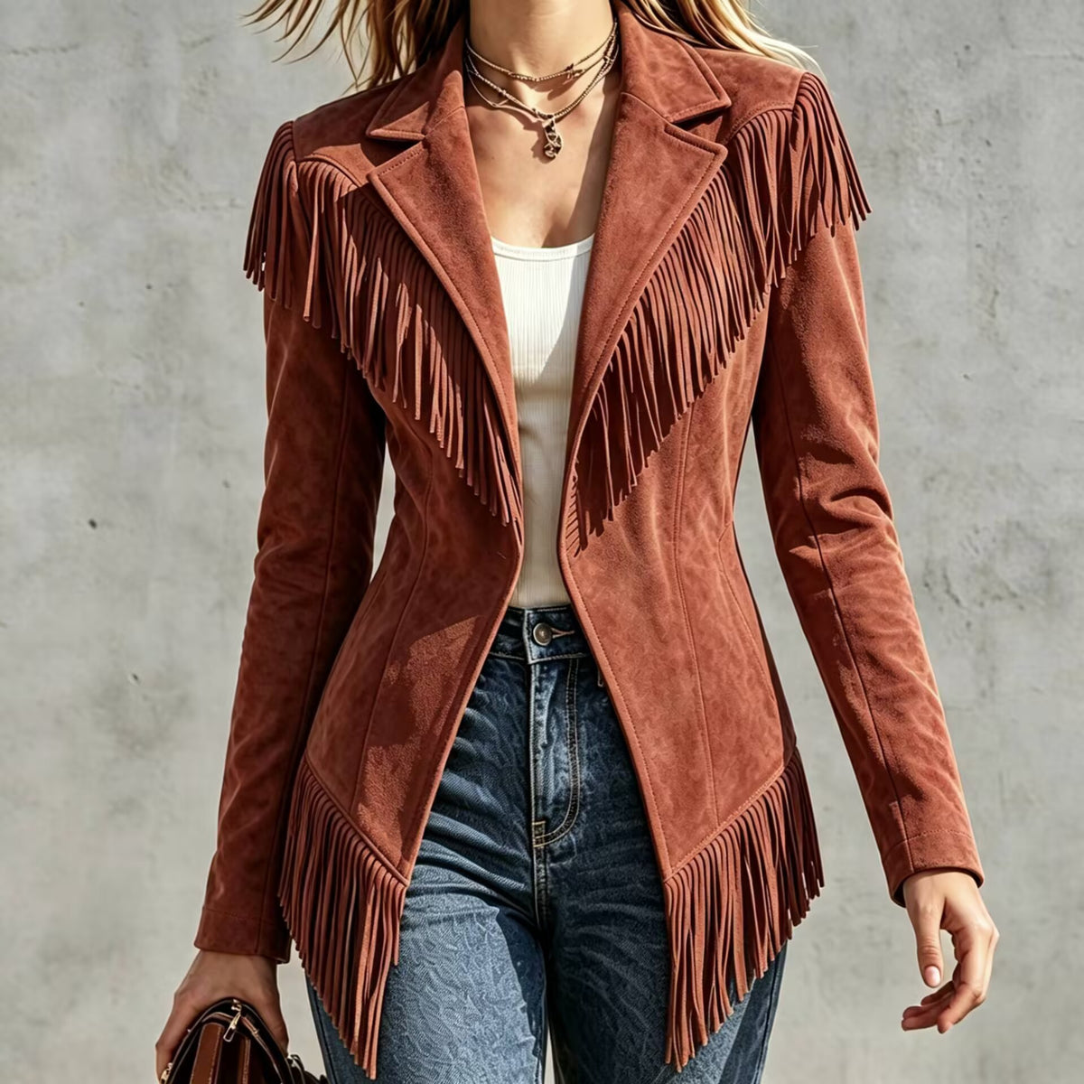 Dakota | Faux Suede Fringe Western Jacket
