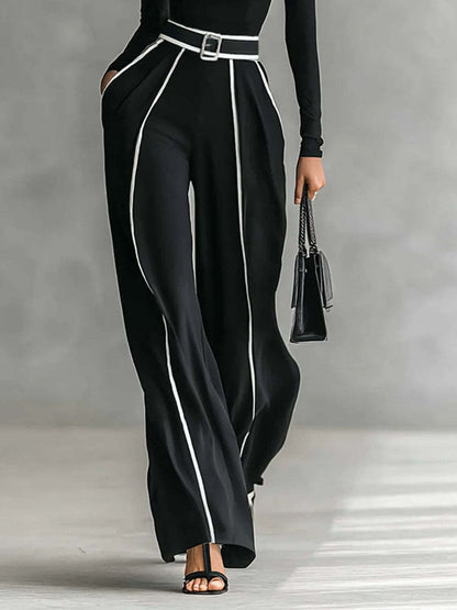 Wrenna | Turtleneck & Belted Wide-Leg Trouser Set