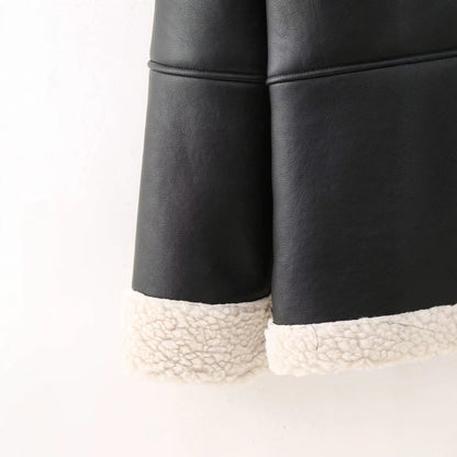 Freya | Oversized Shearling Collar Aviator Jacket