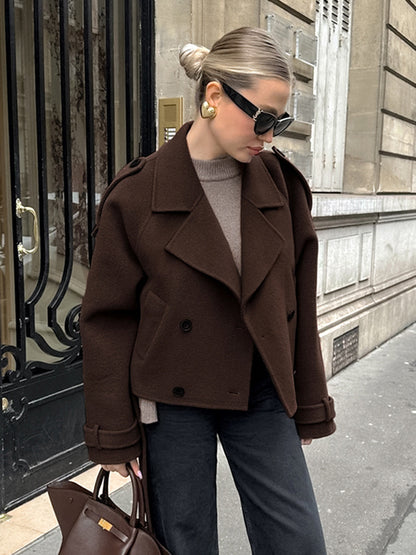 Margaux | Double-Breasted Cropped Wool Blend Jacket