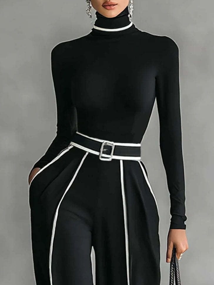 Wrenna | Turtleneck & Belted Wide-Leg Trouser Set