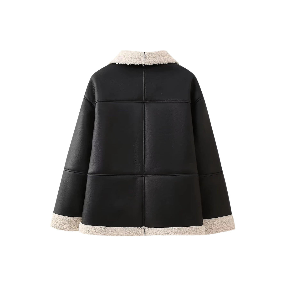 Freya | Oversized Shearling Collar Aviator Jacket