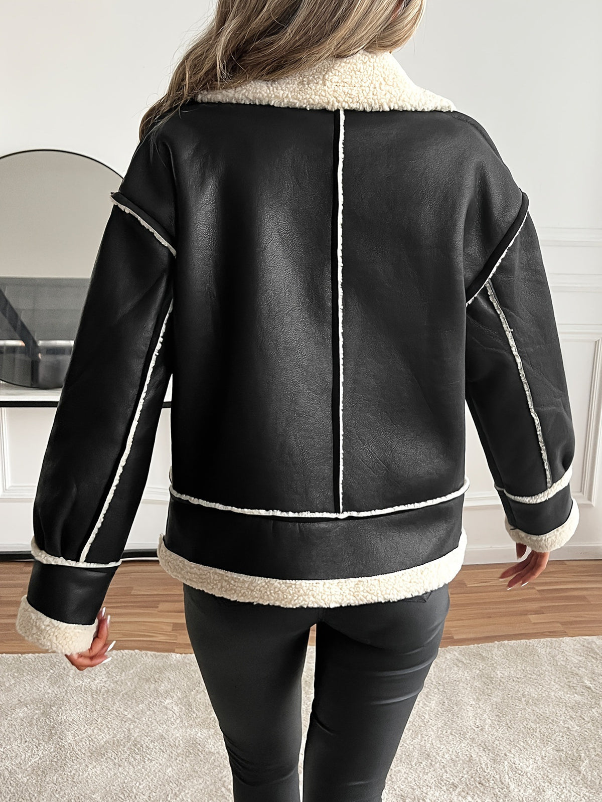 Raven | Faux Shearling Zip Moto Jacket