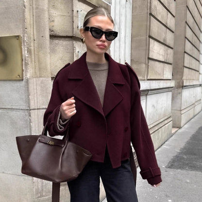 Margaux | Double-Breasted Cropped Wool Blend Jacket