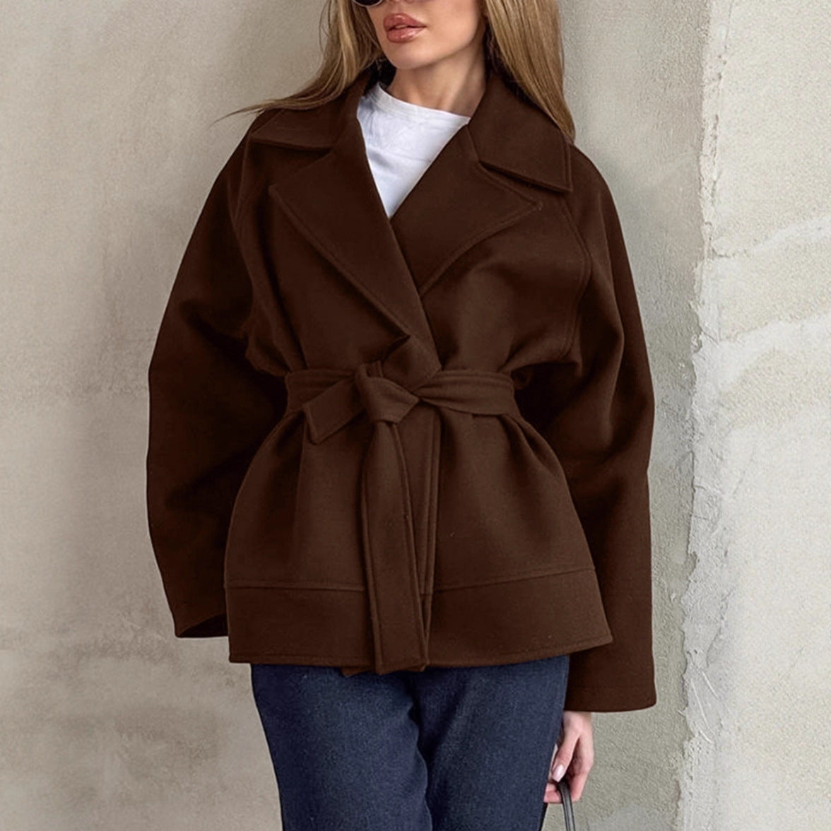 Elodie | Belted Wool Blend Wrap Coat