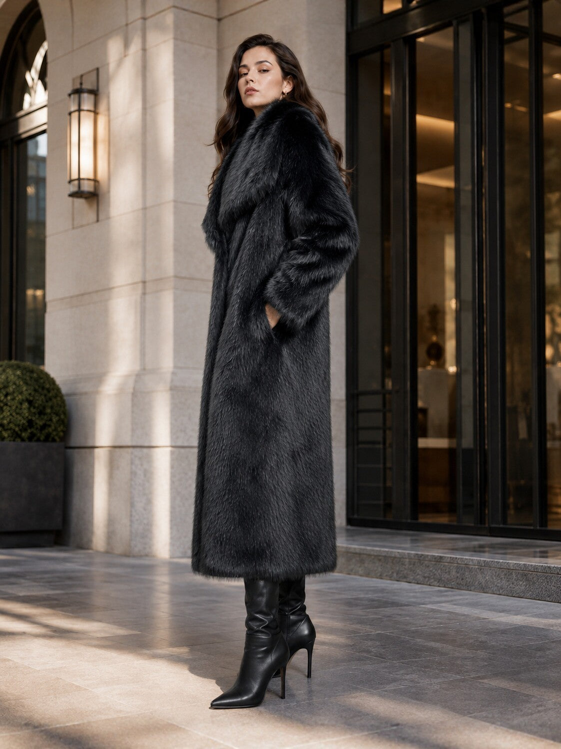 Margot | Cropped Faux Fox Fur Jacket