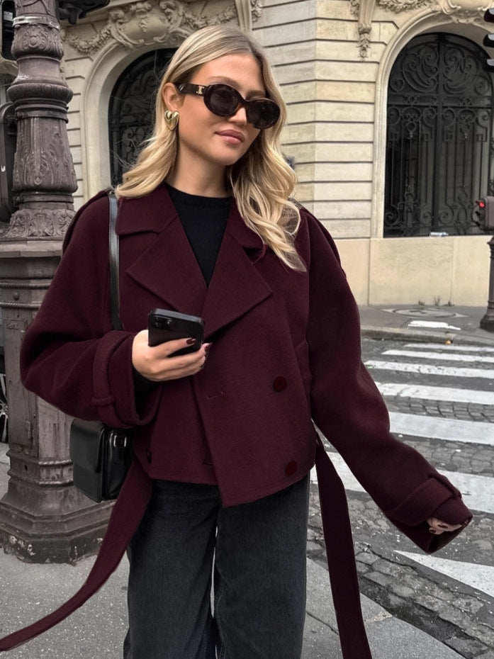 Margaux | Double-Breasted Cropped Wool Blend Jacket