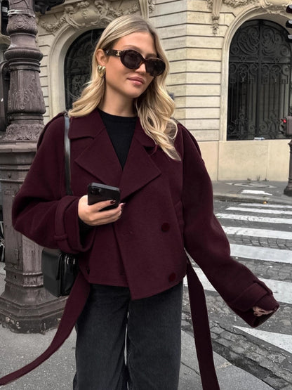 Margaux | Double-Breasted Cropped Wool Blend Jacket