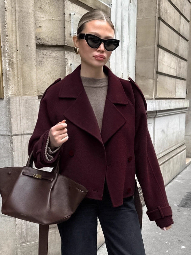Margaux | Double-Breasted Cropped Wool Blend Jacket