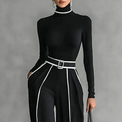 Wrenna | Turtleneck & Belted Wide-Leg Trouser Set