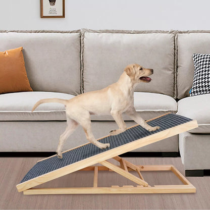 Adjustable Non-Slip Wooden Pet Ramp