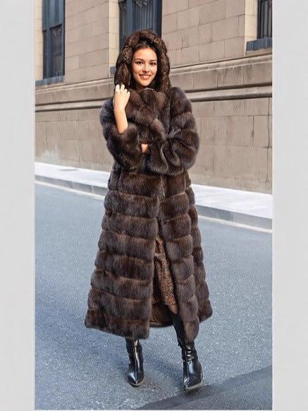 Vivienne | Hooded Longline Faux Fur Coat