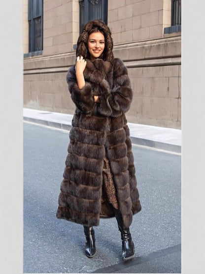 Vivienne | Hooded Longline Faux Fur Coat