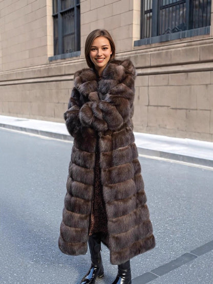 Vivienne | Hooded Longline Faux Fur Coat