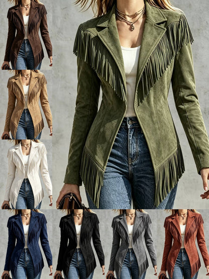 Dakota | Faux Suede Fringe Western Jacket