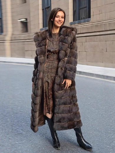 Vivienne | Hooded Longline Faux Fur Coat