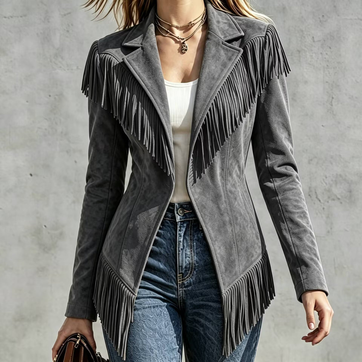 Dakota | Faux Suede Fringe Western Jacket