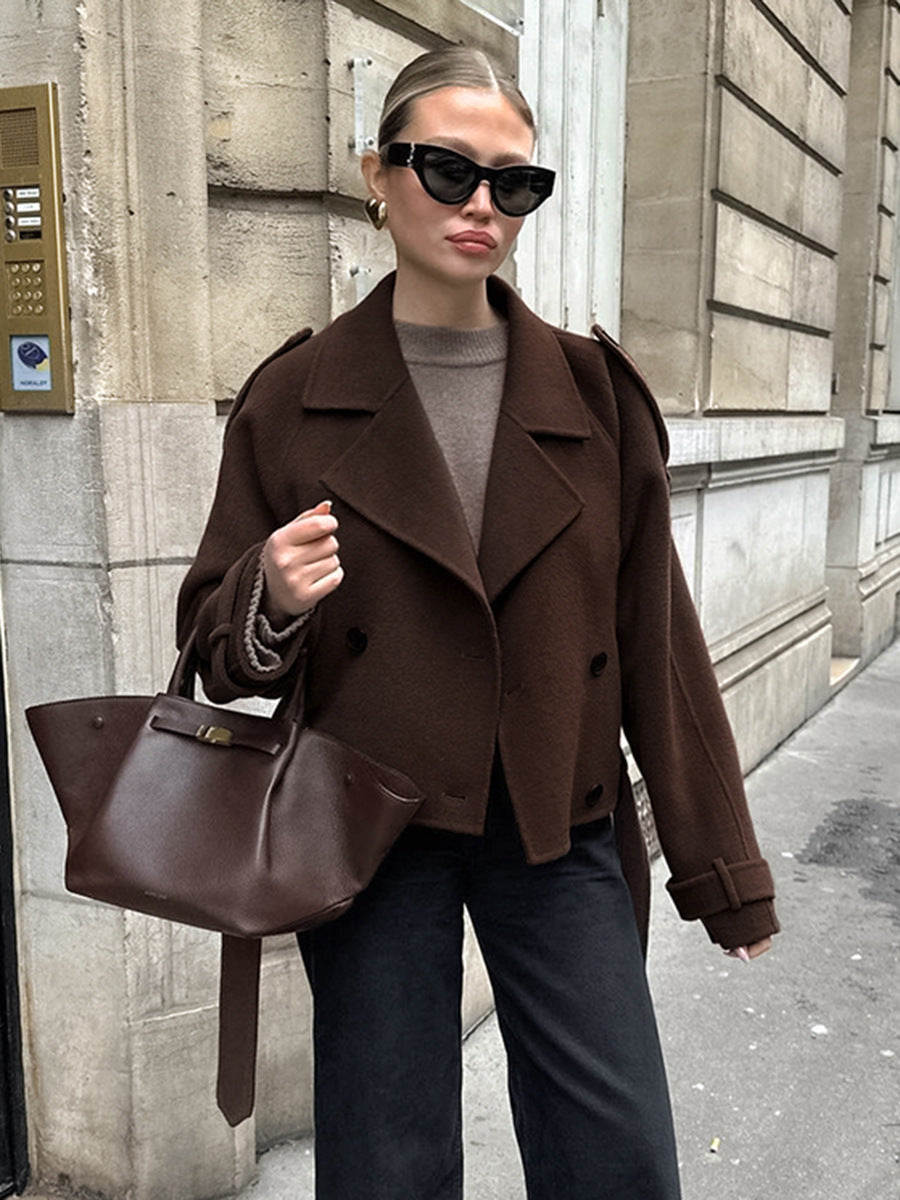 Margaux | Double-Breasted Cropped Wool Blend Jacket