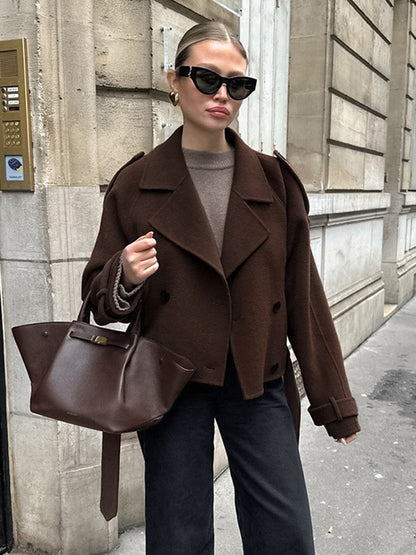 Margaux | Double-Breasted Cropped Wool Blend Jacket