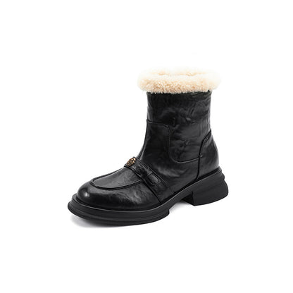 Brynn | Faux Shearling Trim Chunky Ankle Boots