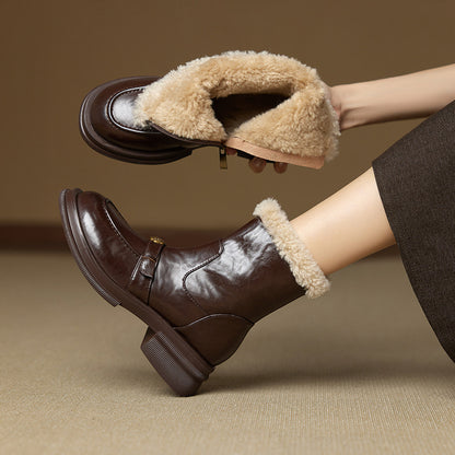 Brynn | Faux Shearling Trim Chunky Ankle Boots