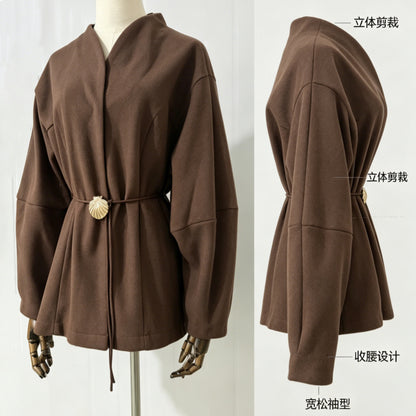 Ines | Minimalist Belted Wool Blend Short Coat