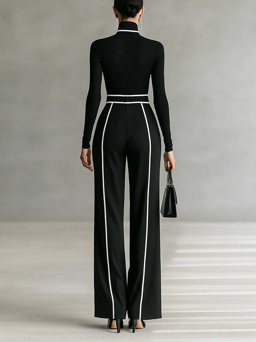 Wrenna | Turtleneck & Belted Wide-Leg Trouser Set