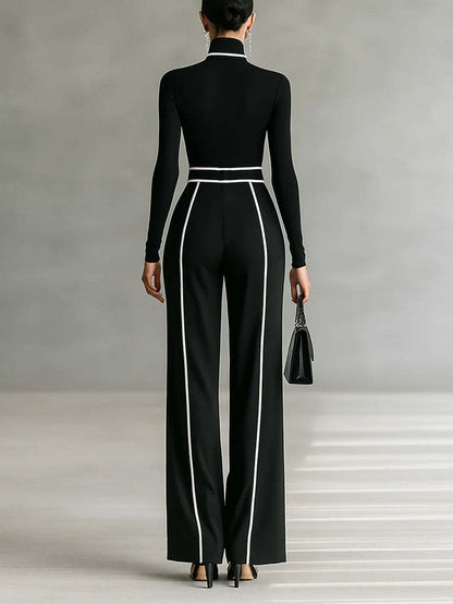 Wrenna | Turtleneck & Belted Wide-Leg Trouser Set