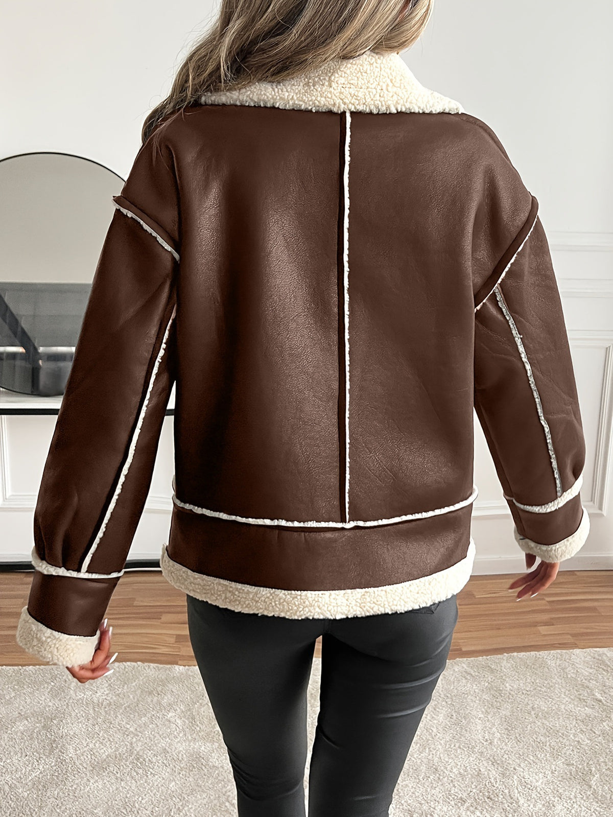 Raven | Faux Shearling Zip Moto Jacket