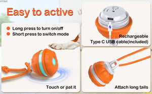 Self Rolling and Motion Activate Ball - Automatic Moving Interactive Ball Toy for Dogs